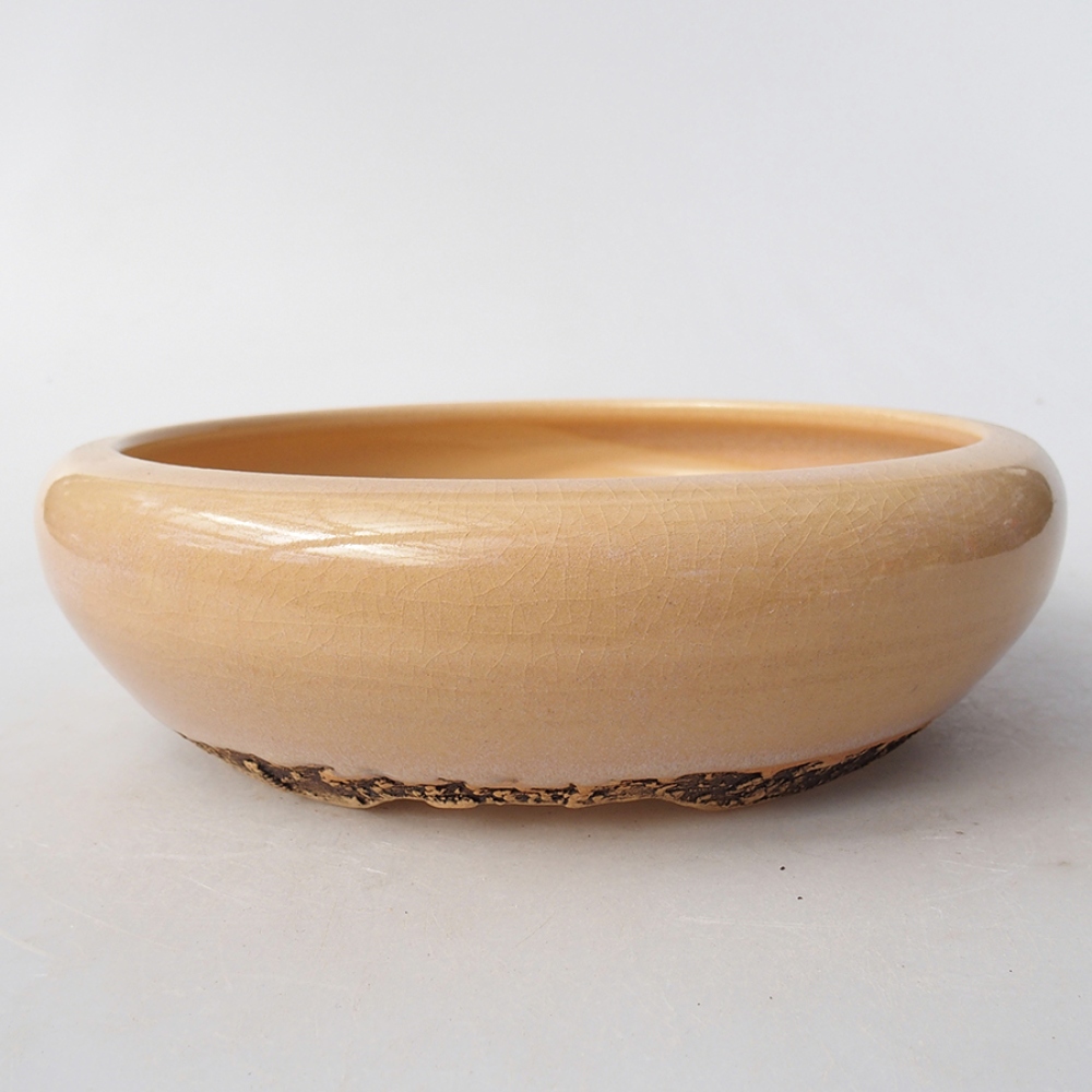 Keramik-Bonsaischale 19 x 19 x 7 cm, Farbe Beige