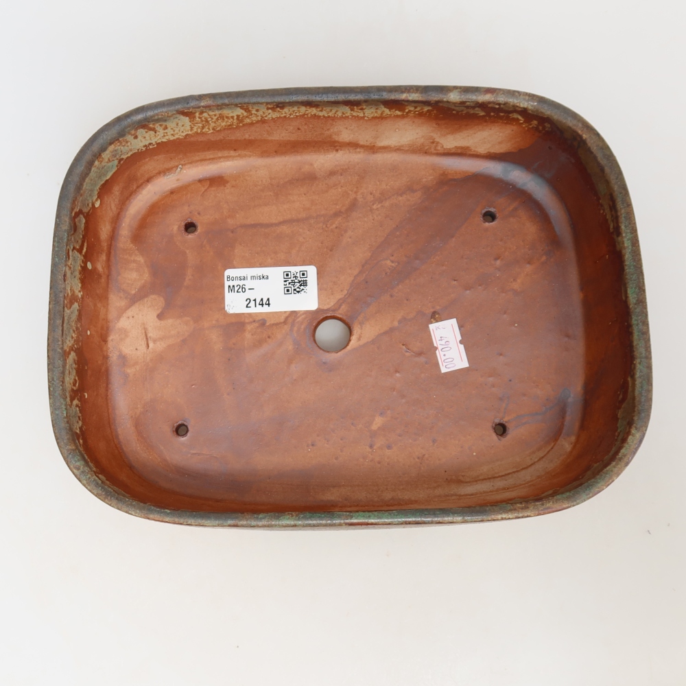 Keramik-Bonsai-Schale, 23 x 18 x 5,5 cm, Farbe: braun-grün