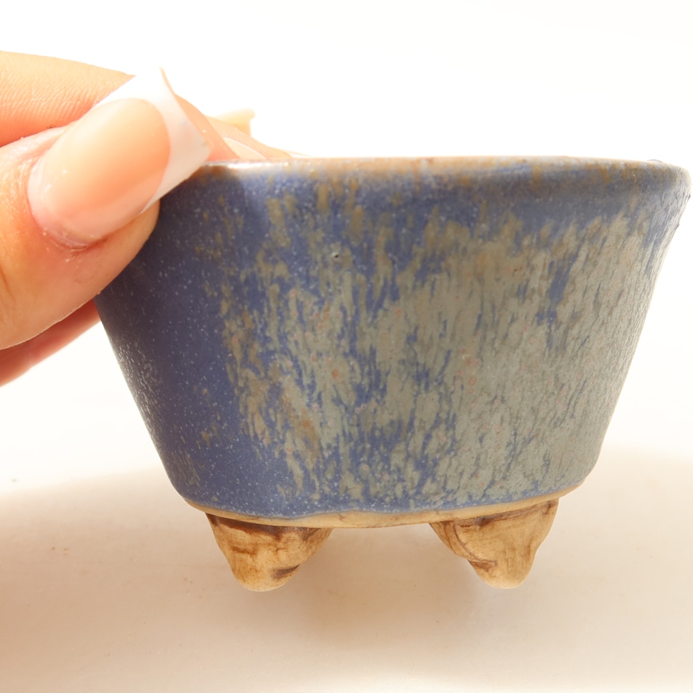 Bonsaischale aus Keramik 8,5 x 8,5 x 5 cm, Farbe blau
