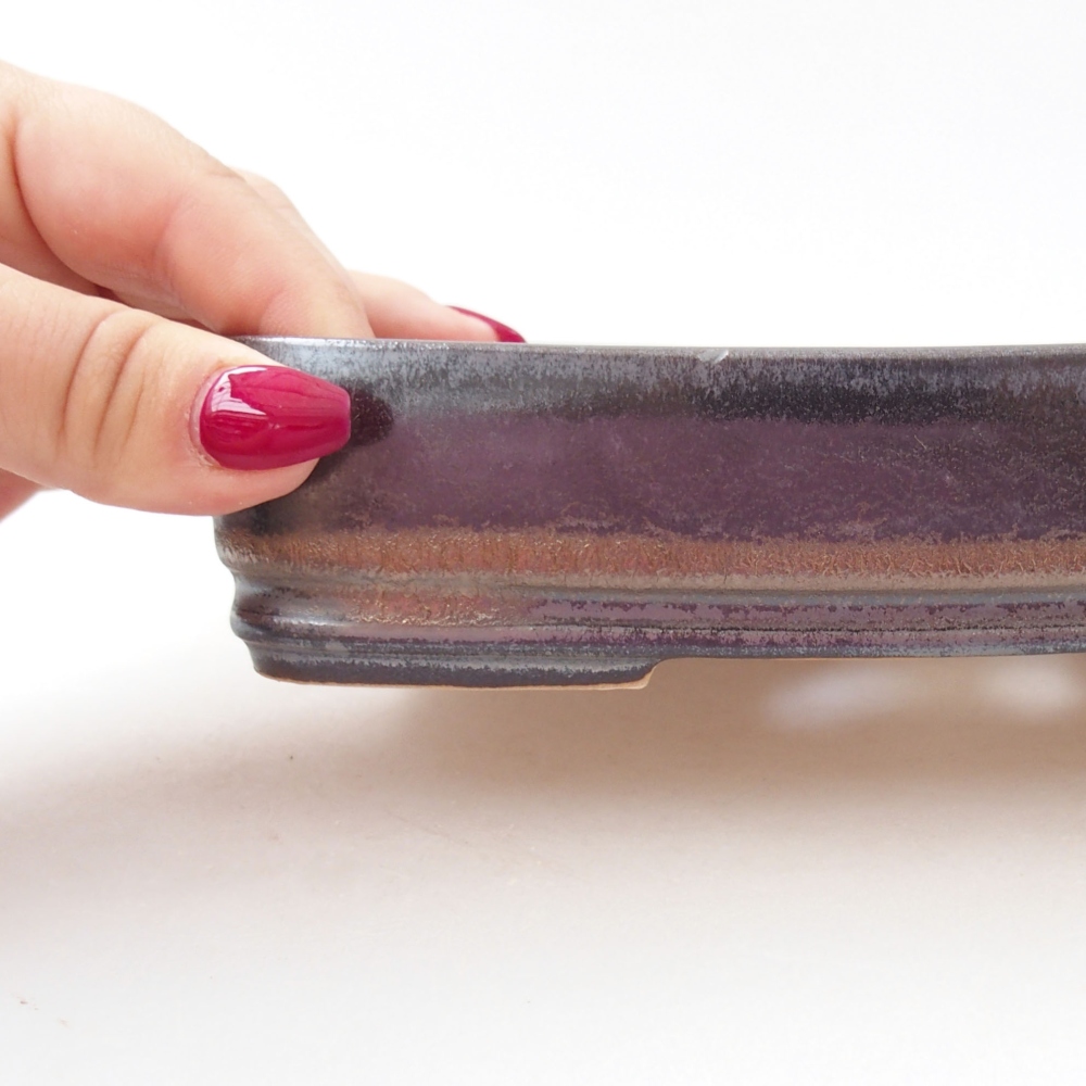 Keramik-Bonsaischale 18 x 13,5 x 4 cm, Farbe Schwarz