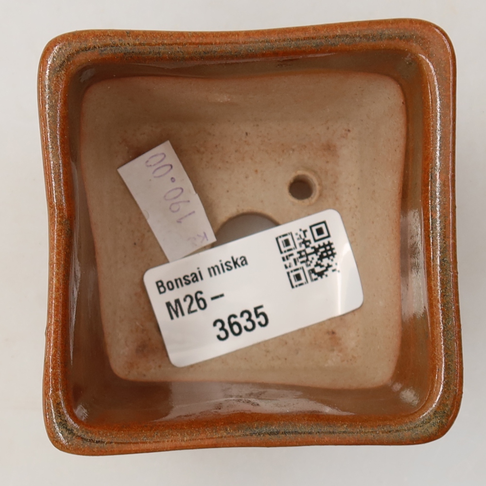 Keramik-Bonsai-Schale, 6,5 × 6,5 × 5 cm, Farbe: braun