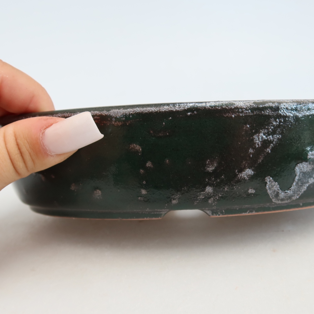 Keramik-Bonsai-Schale 18,5 x 13,5 x 4,5 cm, Farbe: grün