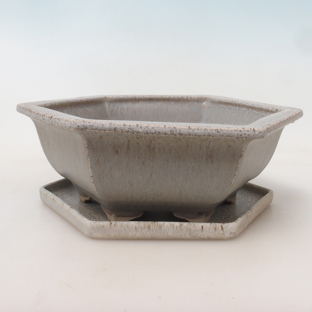 Bonsai-Schale + Unterschale H53 – 19 x 21,5 x 7 cm. – beige