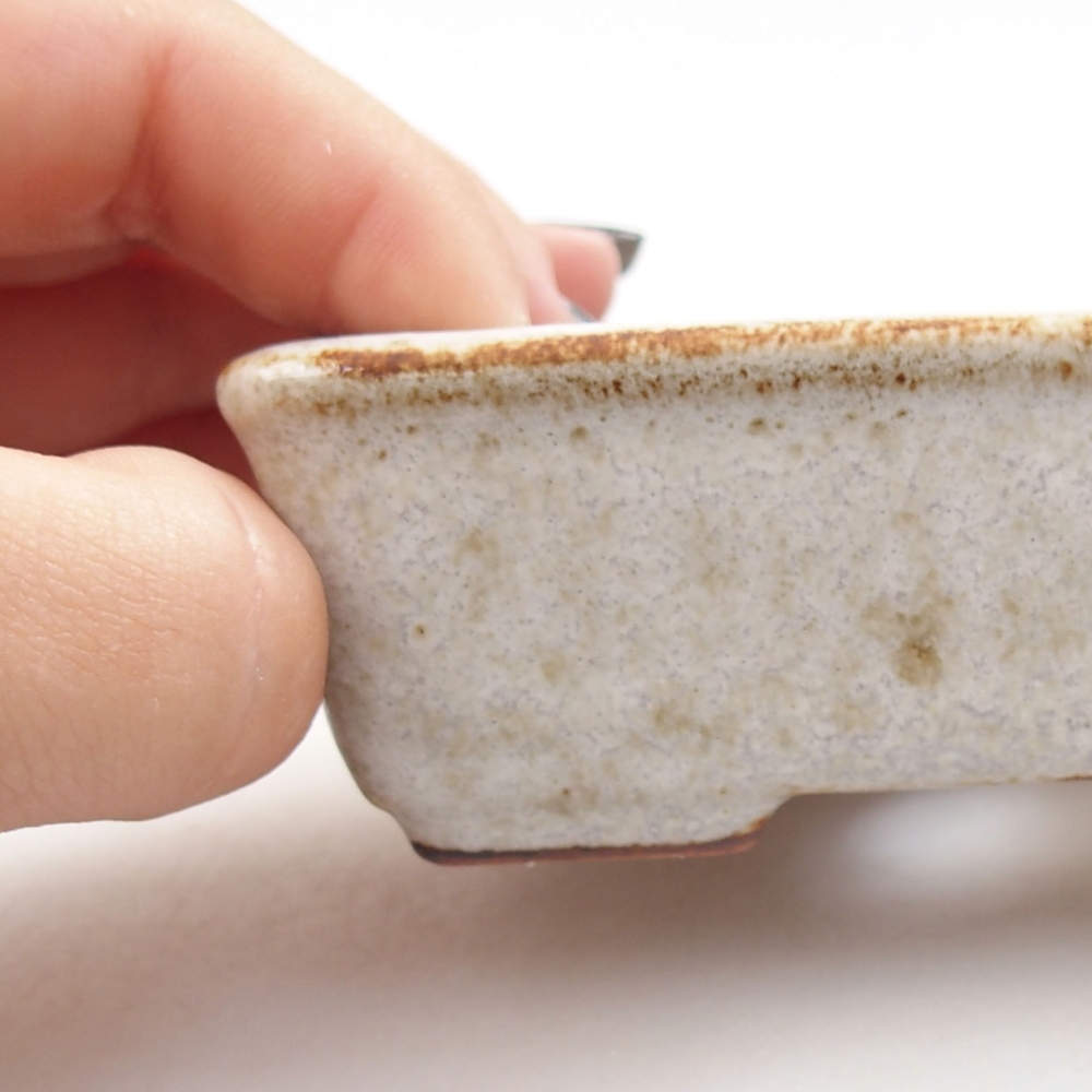 Keramik-Bonsaischale 10,5 x 8,5 x 3,5 cm, Farbe Weiß
