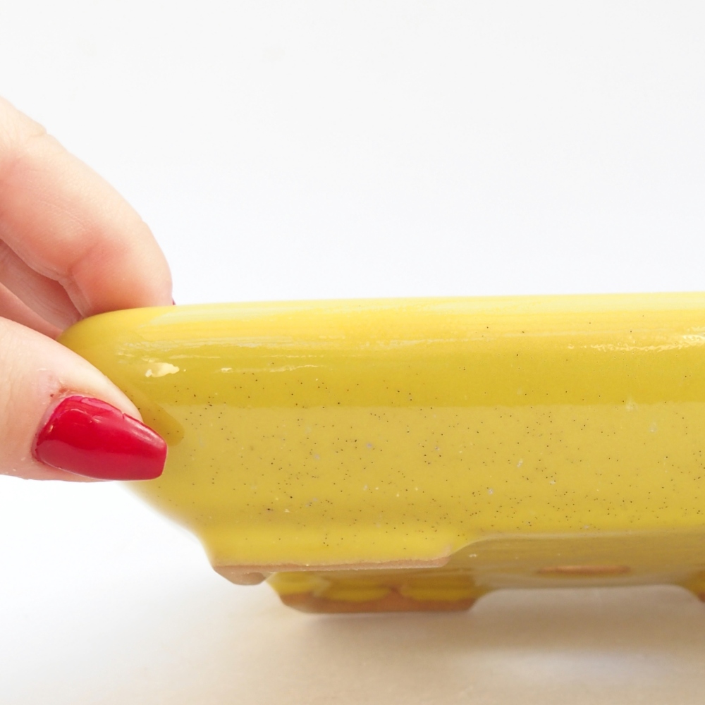 Bonsaischale aus Keramik 16,5 x 13,5 x 3,5 cm, gelb