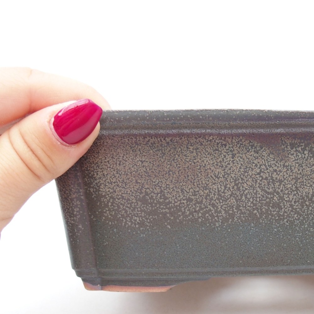 Keramik-Bonsaischale 17,5 x 12,5 x 6 cm, Farbe grau