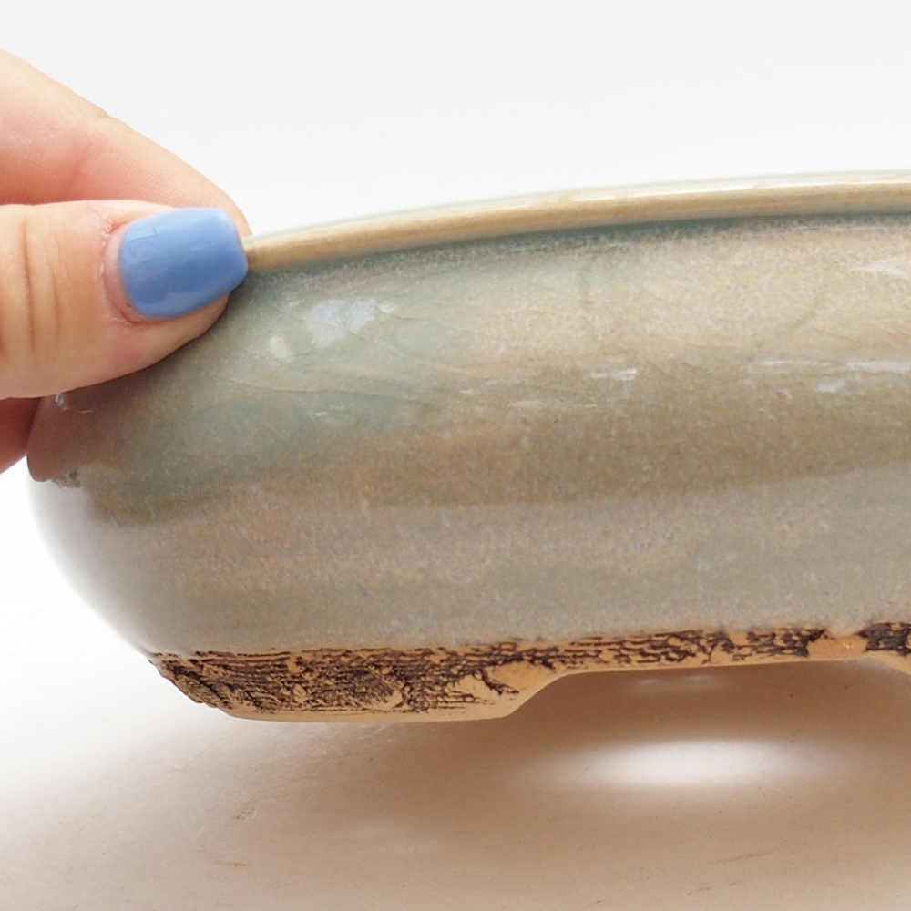 Keramik-Bonsai-Schale 17,5 x 17,5 x 5,5 cm, Farbe grün