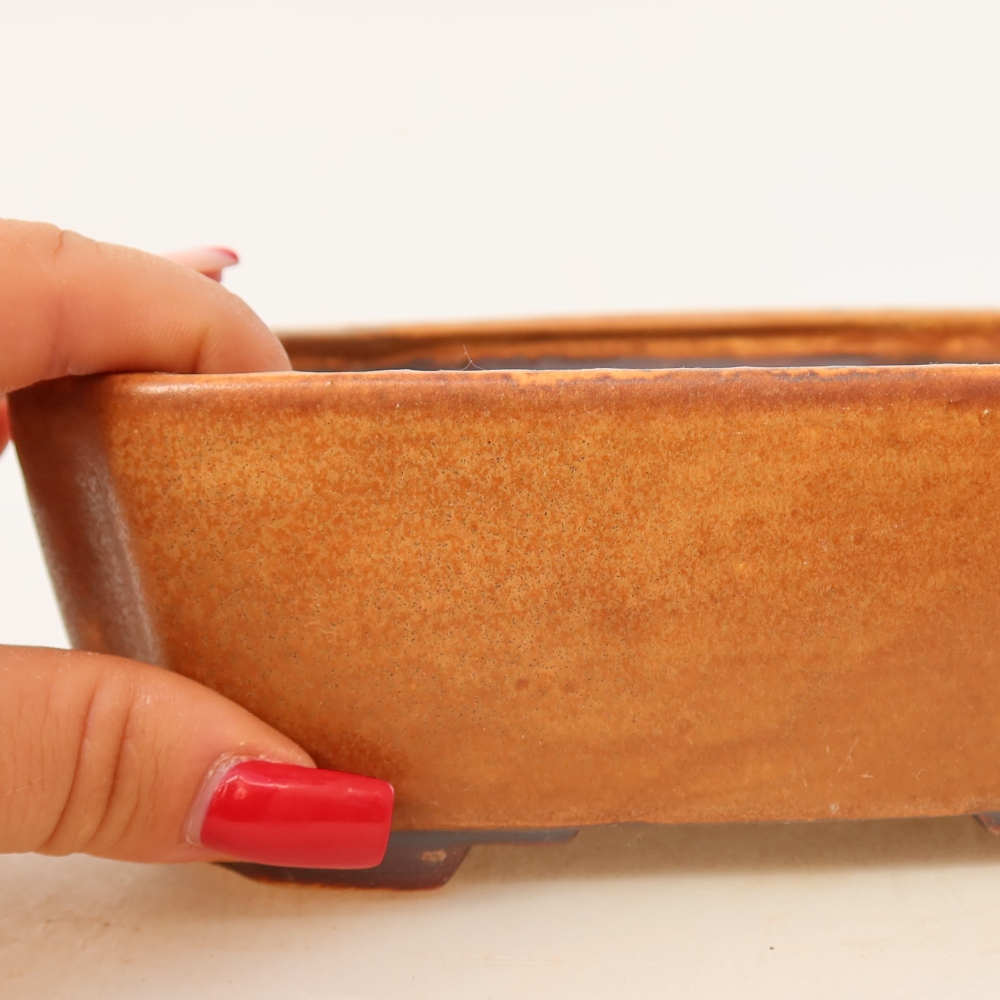 Bonsaischale aus Keramik 17,5 x 14,5 x 5 cm, braun