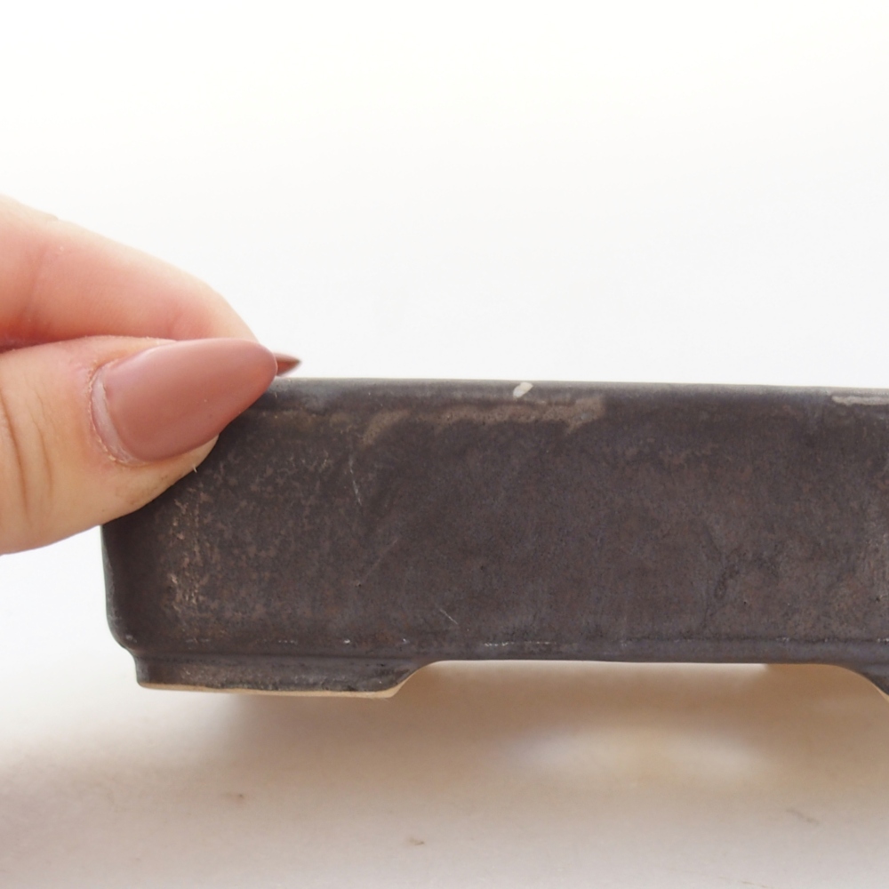 Bonsaischale aus Keramik 13 x 9,5 x 3,5 cm, grau