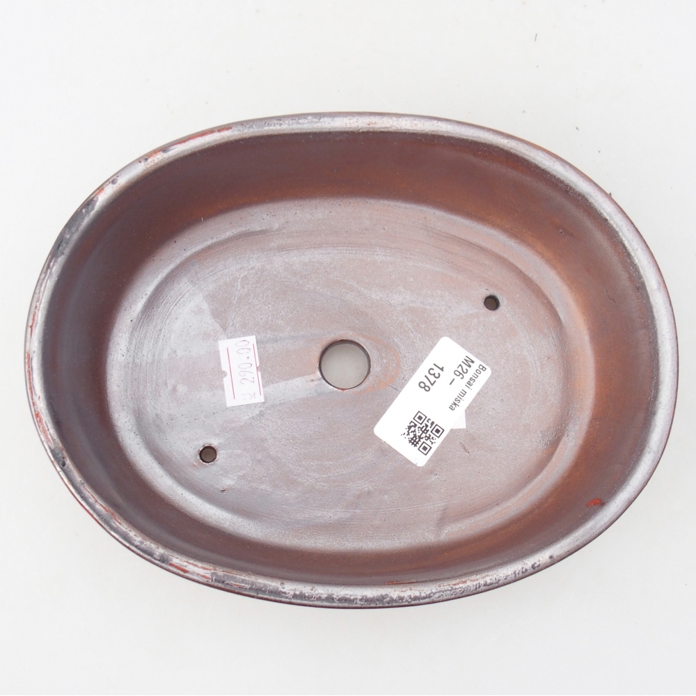 Bonsaischale aus Keramik 19 x 14,5 x 4,5 cm, metallisch rot