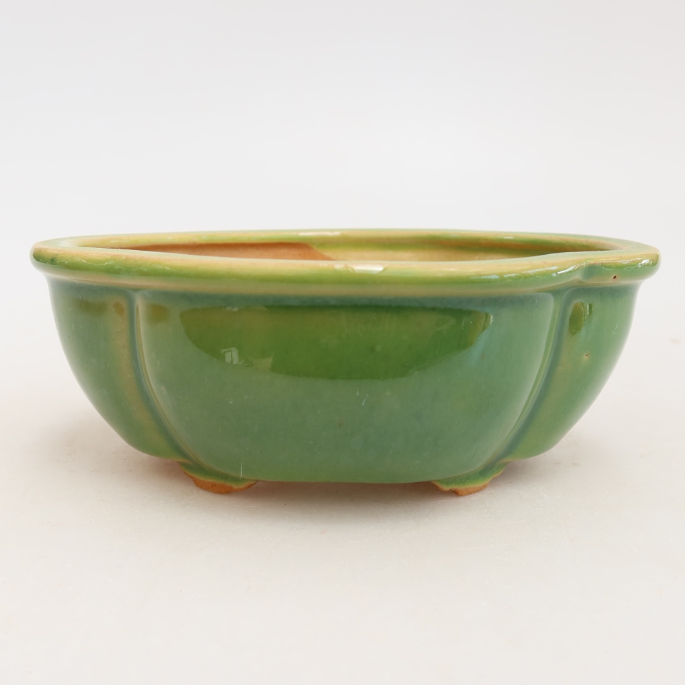 Keramik-Bonsai-Schale, 12,5 × 10,5 × 4,5 cm, Farbe: grün