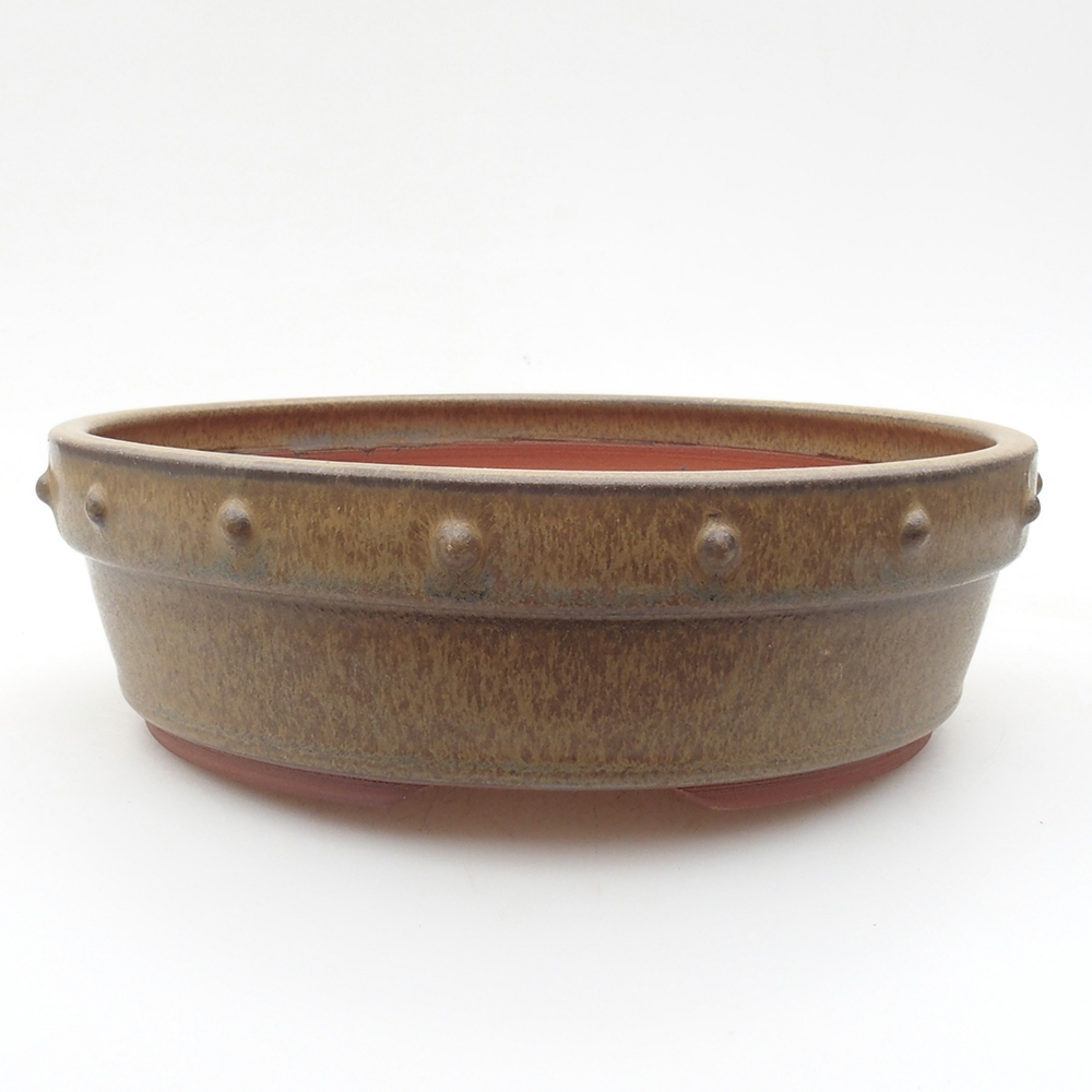 Bonsaischale aus Keramik 18,5 x 18,5 x 5,5 cm, braune Farbe