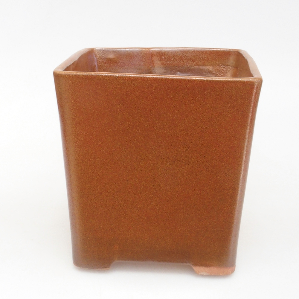Keramik-Bonsaischale 13 x 13 x 13,5 cm, Farbe braun