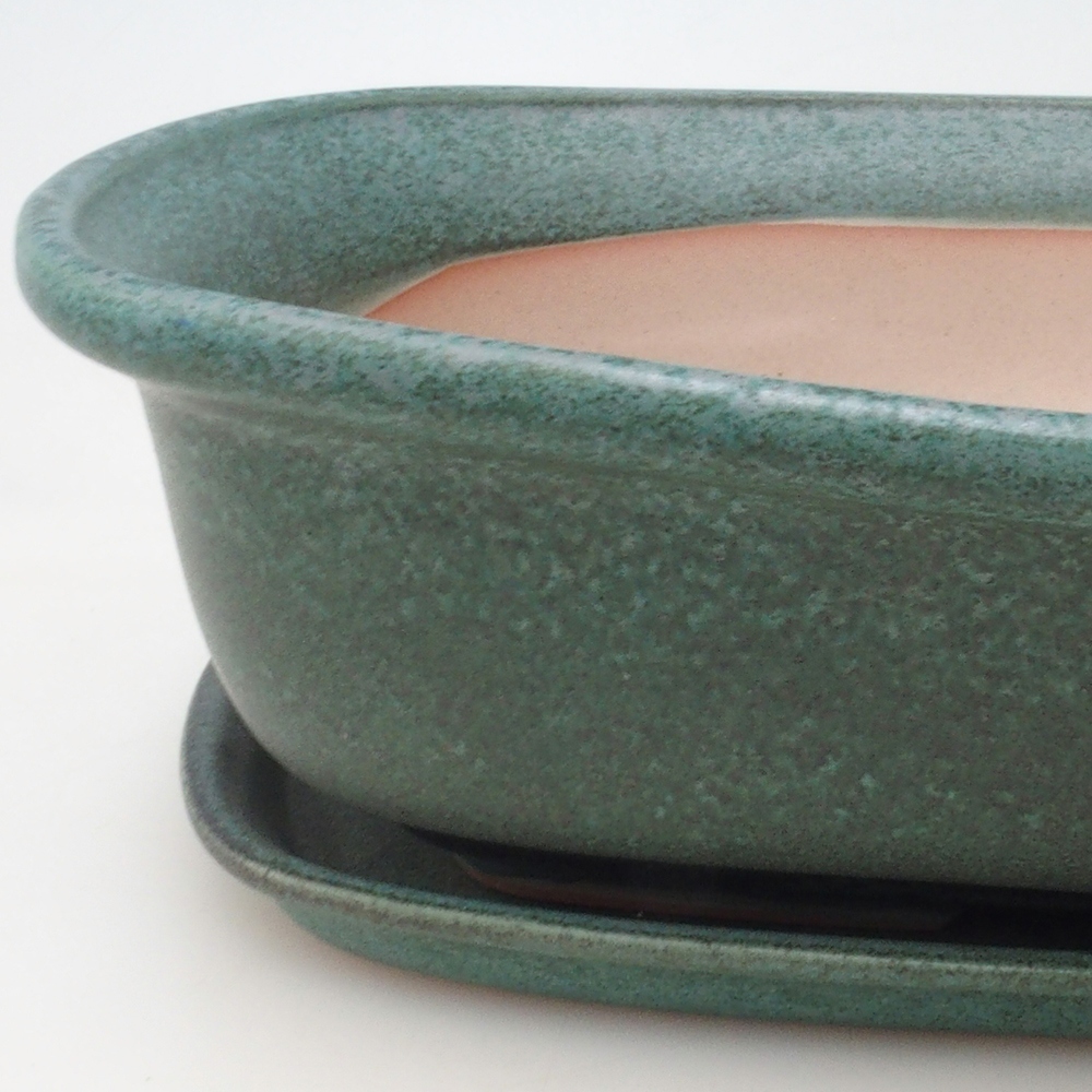 Bonsai-Schale + Unterschale H10 – 37 x 28 x 9 cm – grün