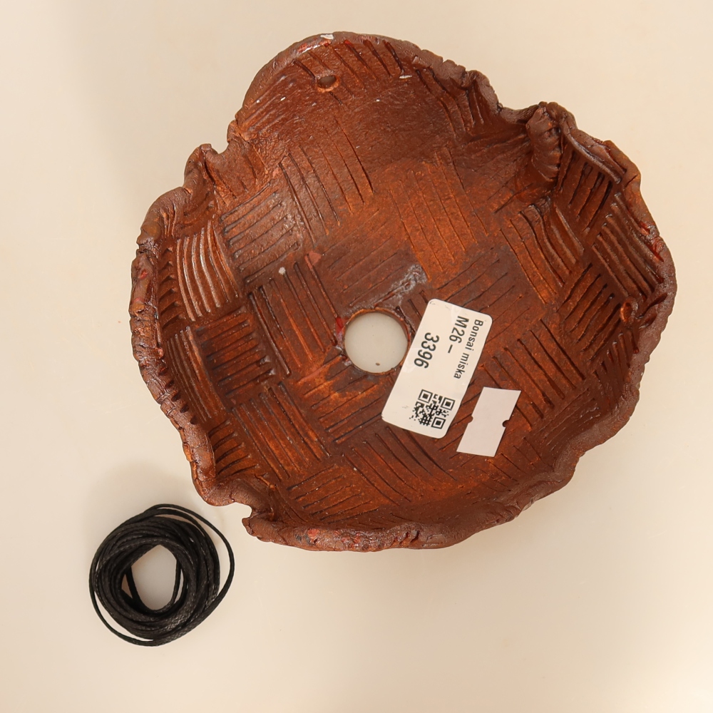 Keramikschale für Kokedama, 13,5 × 13 × 7,5 cm, Farbe: braun