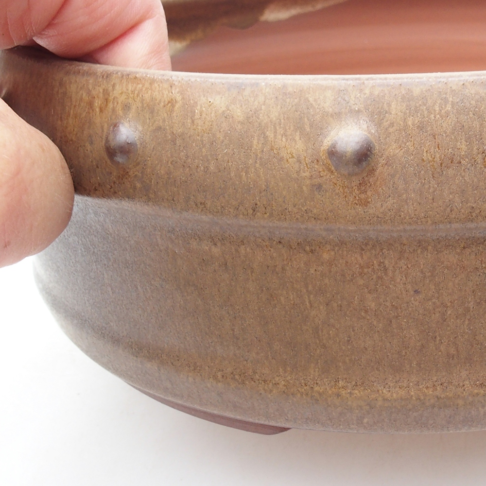 Bonsaischale aus Keramik 19 x 19 x 7 cm, braune Farbe
