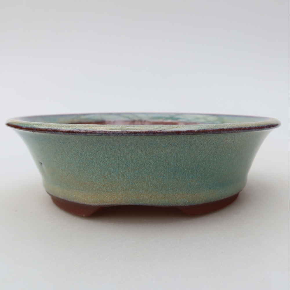 Keramik-Bonsai-Schale, 14,5 x 14,5 x 4,5 cm, Farbe: Grün