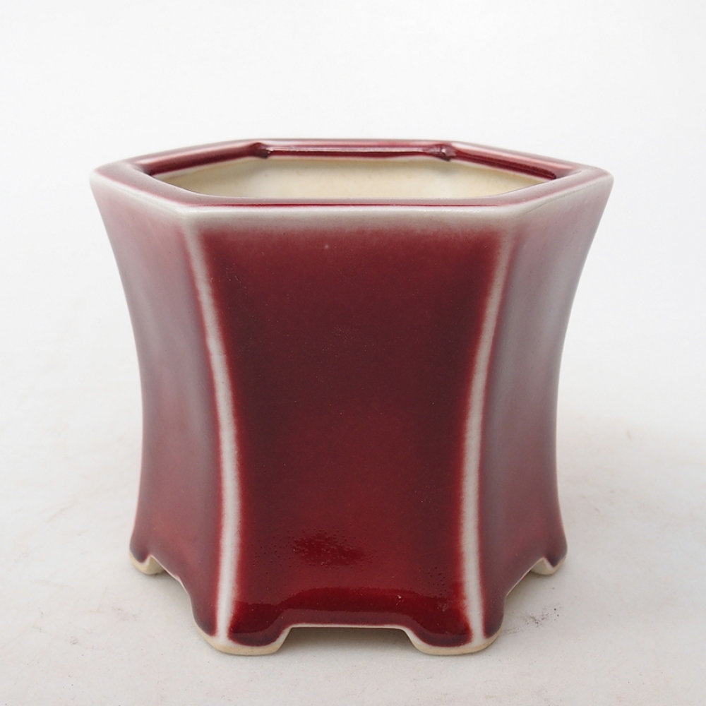 Keramik-Bonsaischale 10,5 x 9,5 x 8,5 cm, Farbe Rot