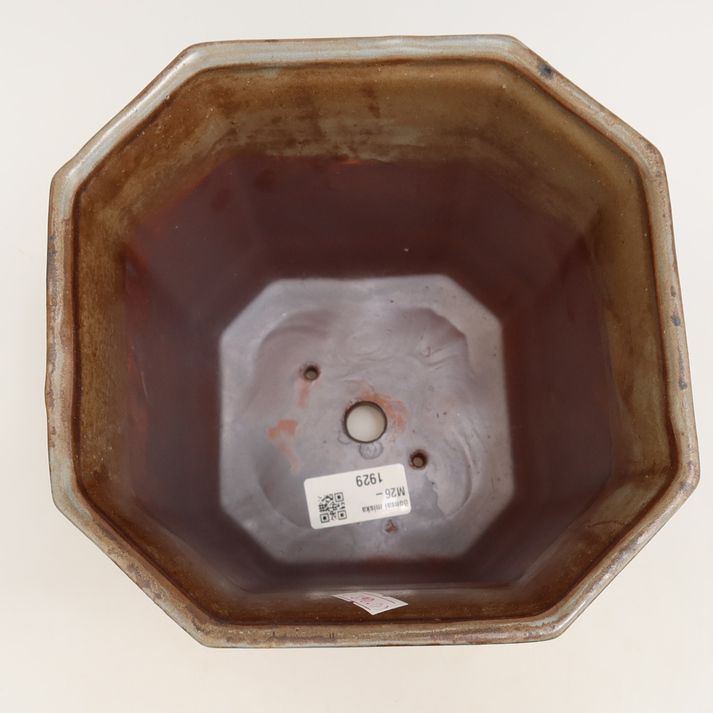Keramik-Bonsai-Schale 17,5 x 17,5 x 15,5 cm, Farbe: braun-blau