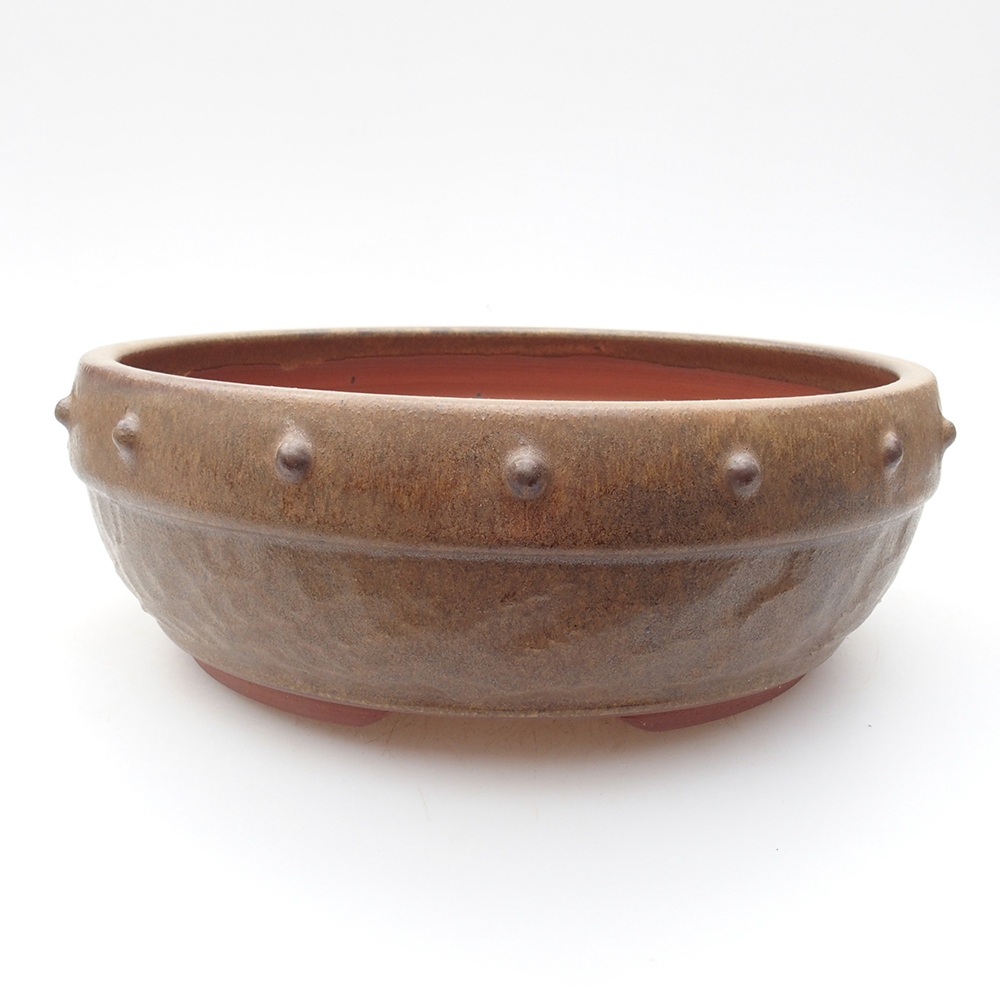 Bonsaischale aus Keramik 19 x 19 x 7 cm, braune Farbe