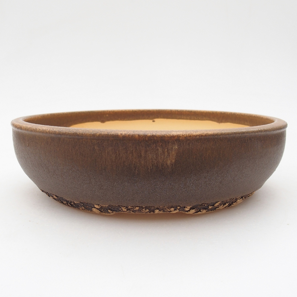 Keramik-Bonsaischale 21 x 21 x 6 cm, Farbe braun
