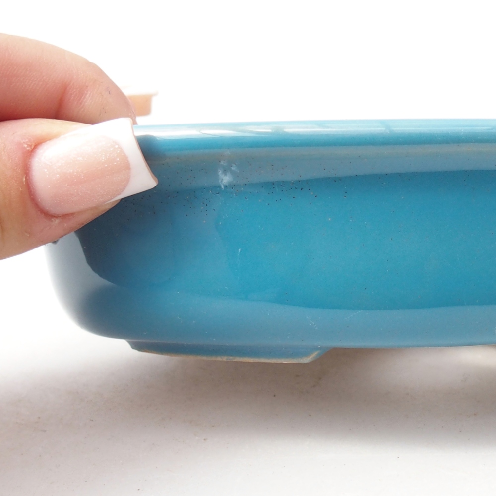 Bonsaischale aus Keramik 14,5 x 10,5 x 3,5 cm, Farbe blau