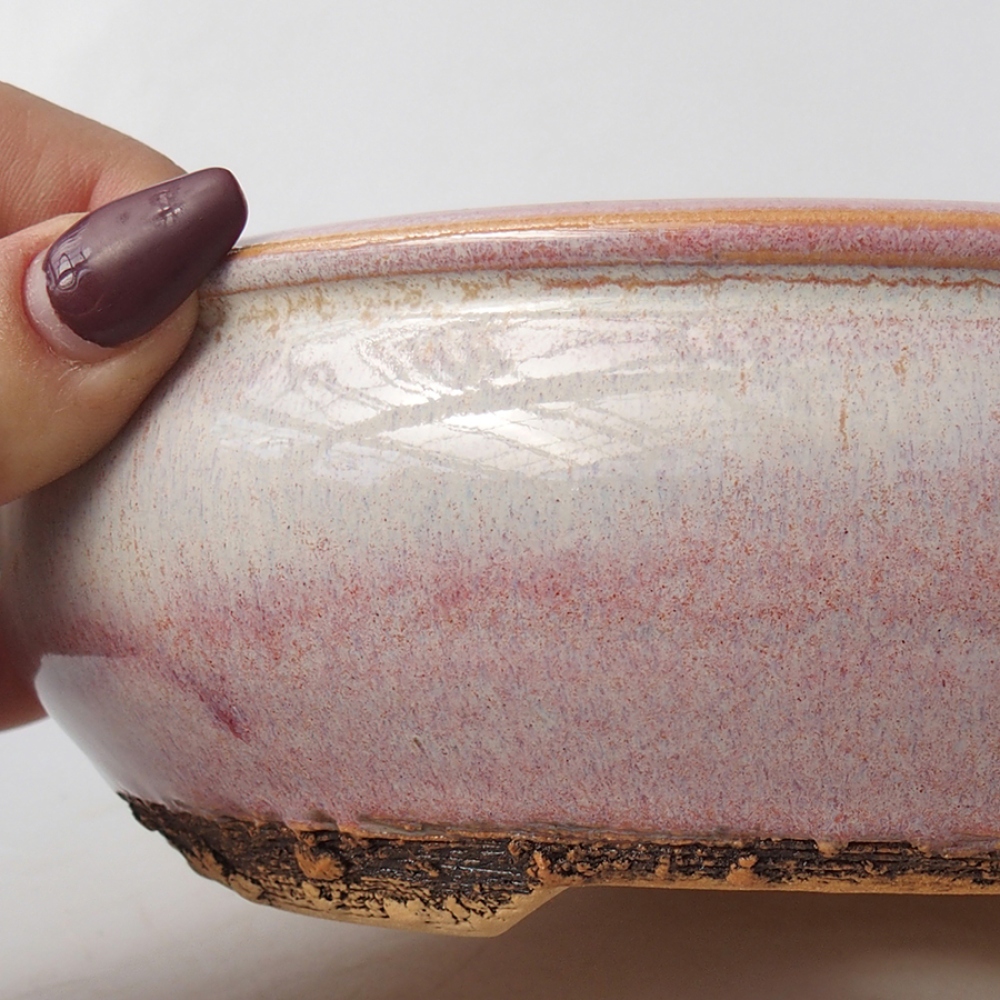 Keramik-Bonsaischale 18,5 x 18,5 x 6 cm, Farbe rosa