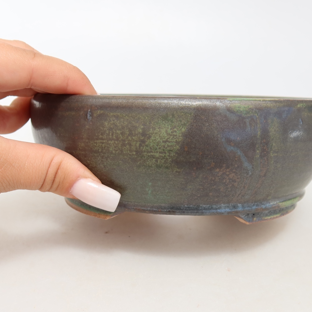 Keramik-Bonsai-Schale, 16 x 16 x 5,5 cm, Farbe: Grün