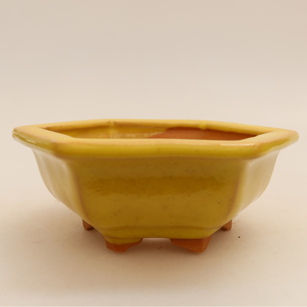 Keramik-Bonsai-Schale 12 x 10,5 x 4 cm, Farbe: gelb