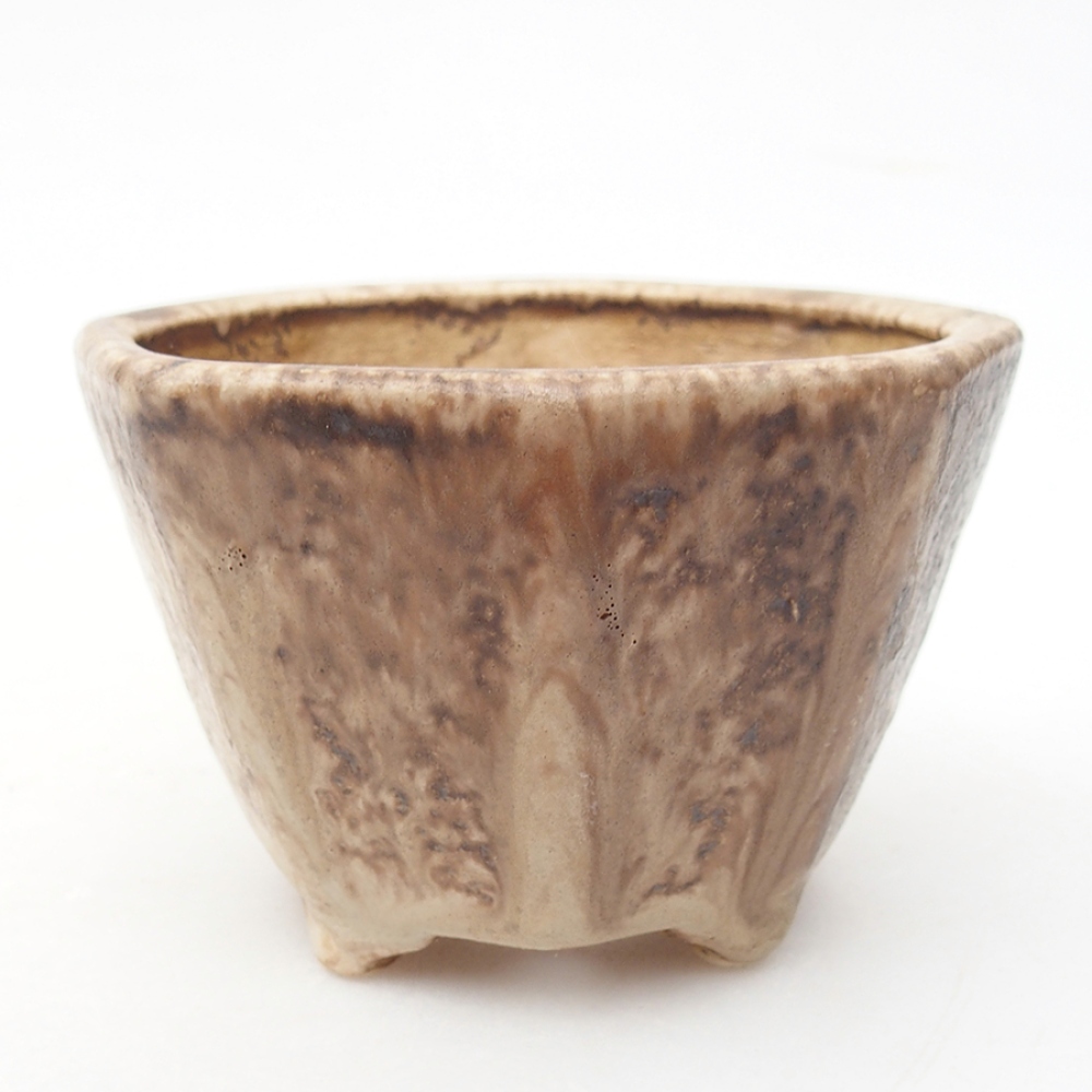 Bonsaischale aus Keramik 8,5 x 8,5 x 6 cm, Farbe beige