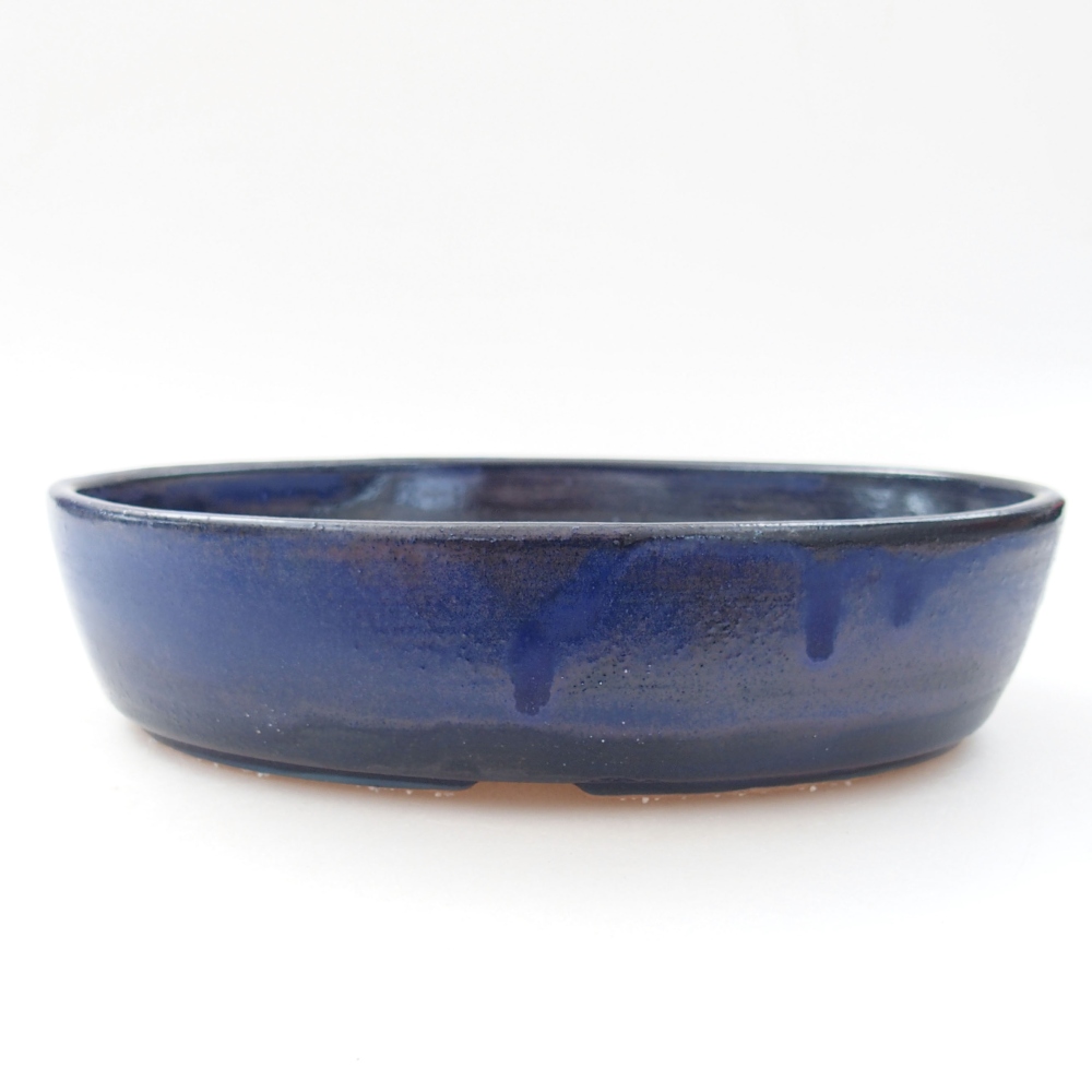 Keramik-Bonsaischale 18,5 x 13,5 x 4,5 cm, Farbe blau