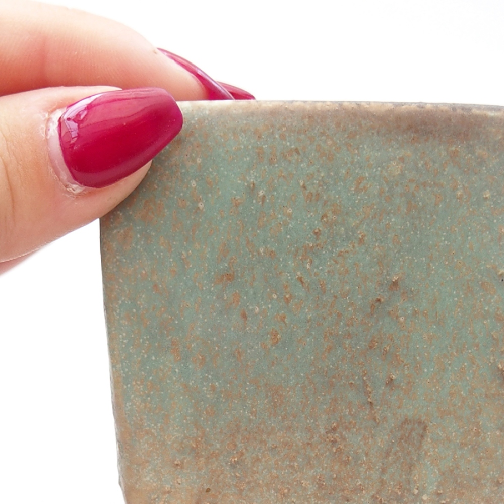 Bonsaischale aus Keramik 6,5 x 6,5 x 7 cm,  Farbe Grün