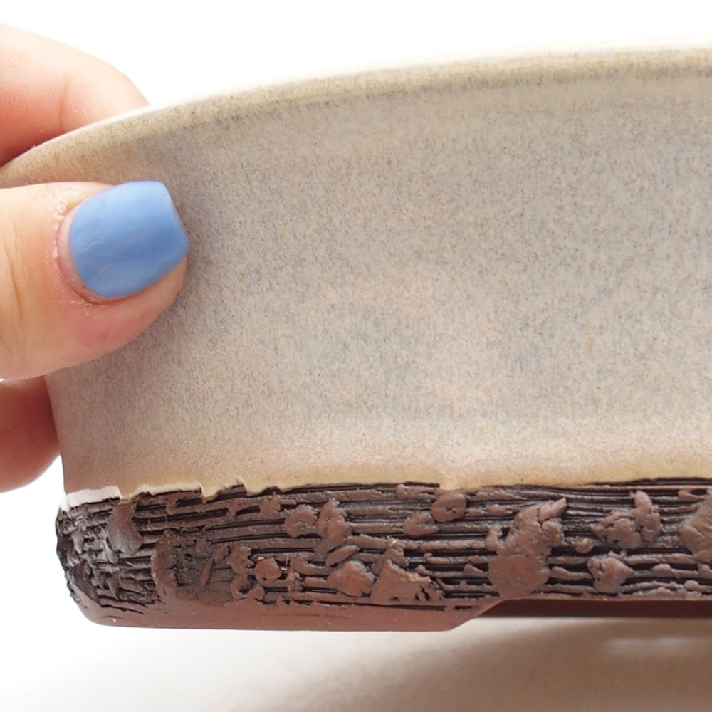 Keramik-Bonsai-Schale 20,5 x 20,5 x 6 cm, Farbe beige