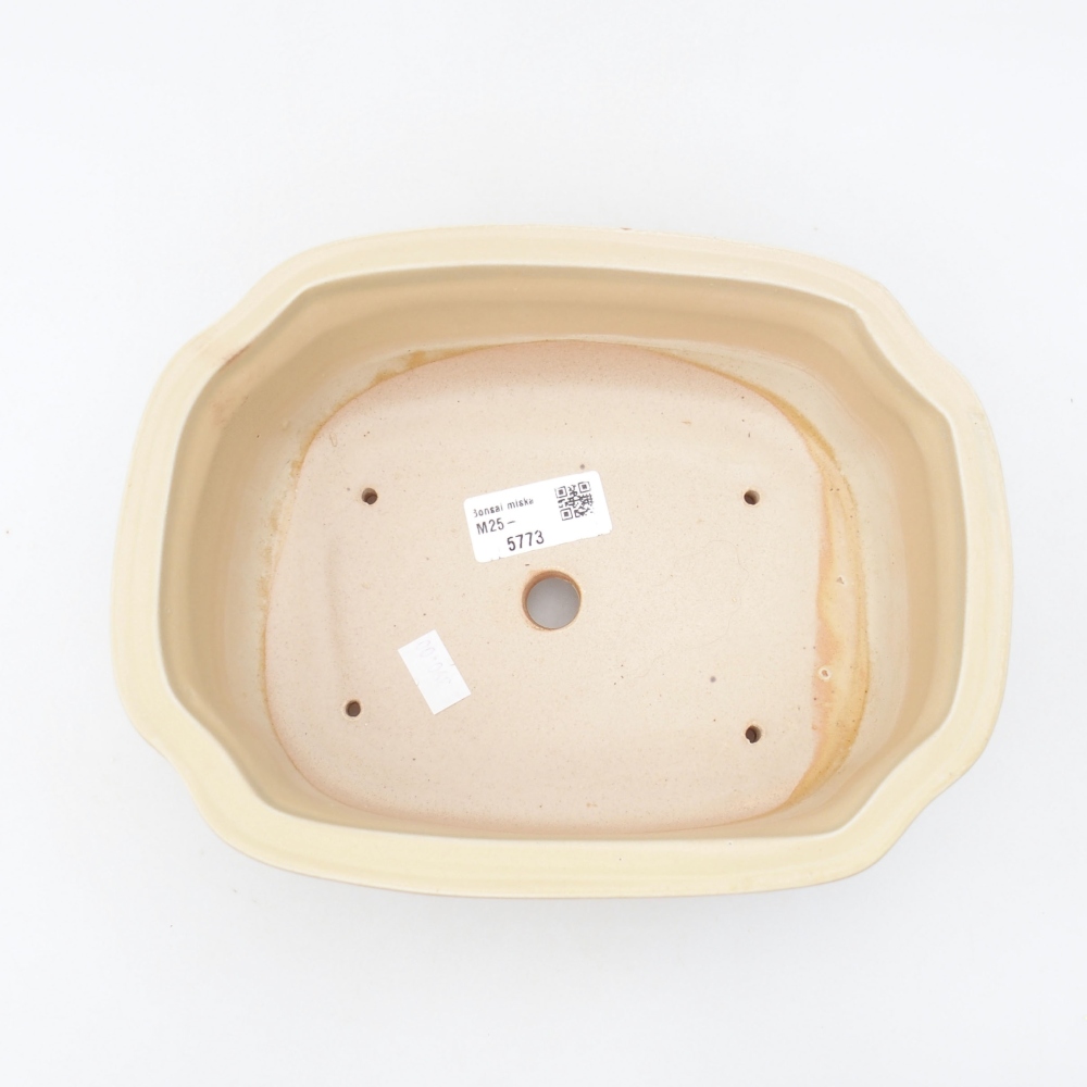 Keramik-Bonsaischale 22,5 x 17,5 x 7,5 cm, Farbe beige