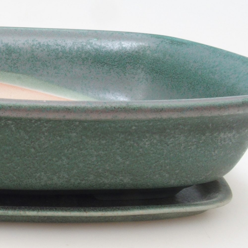 Bonsai-Schale + Unterschale H09 – 30 x 23 x 7,5 cm – grün