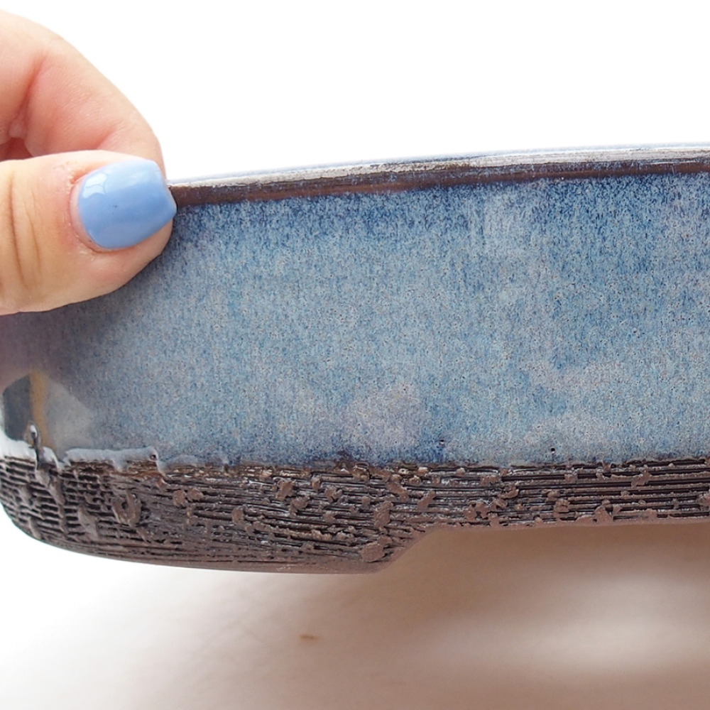 Keramik-Bonsaischale 24 x 24 x 5,5 cm, Farbe blau