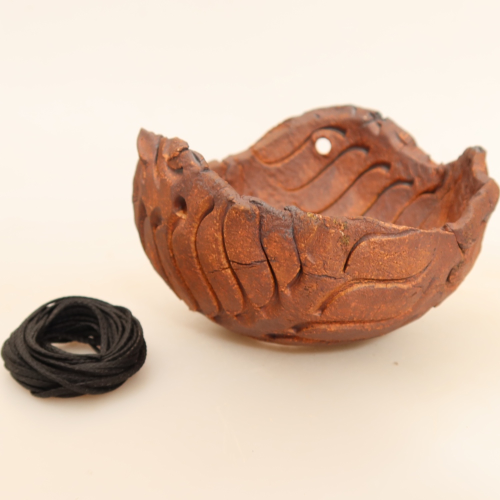 Keramikschale für Kokedama, 10 × 10 × 6,5 cm, Farbe: Braun