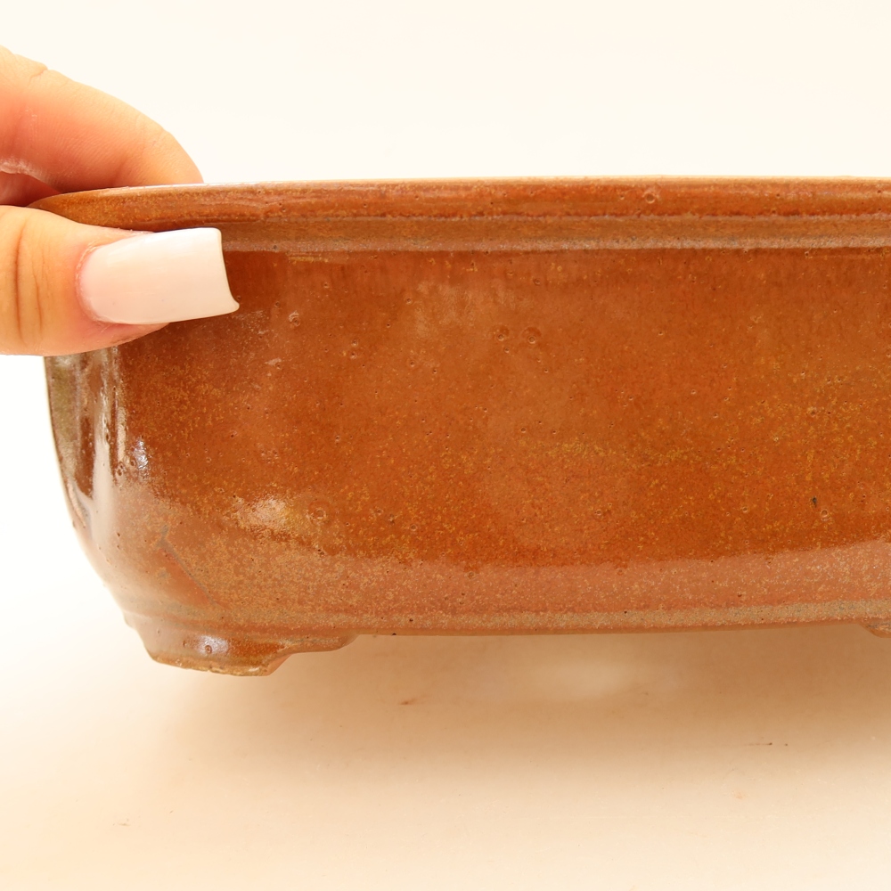 Keramik-Bonsai-Schale, 22,5 x 17,5 x 7,5 cm, Farbe: braun