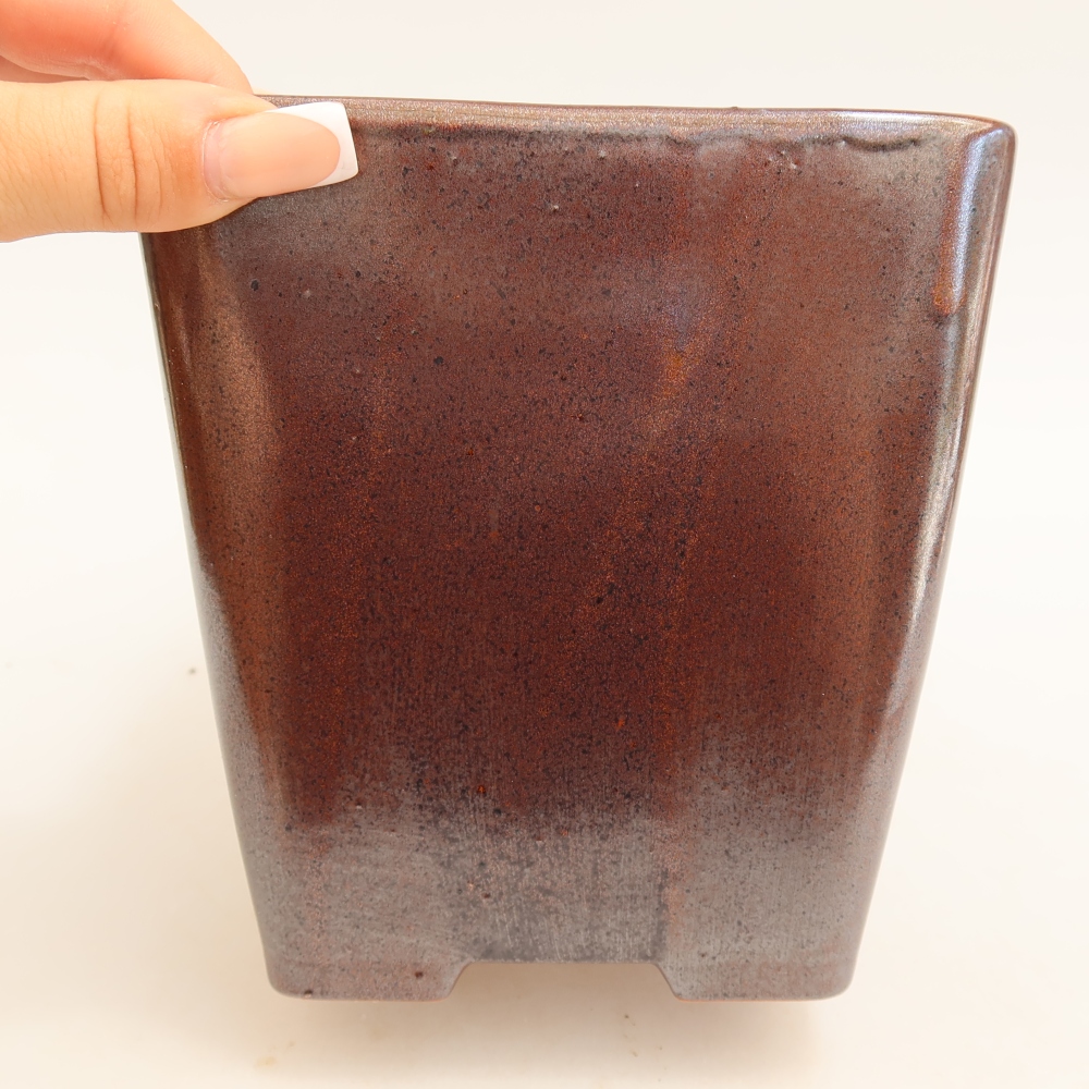Bonsaischale aus Keramik 13,5 x 13,5 x 15 cm, metallfarben