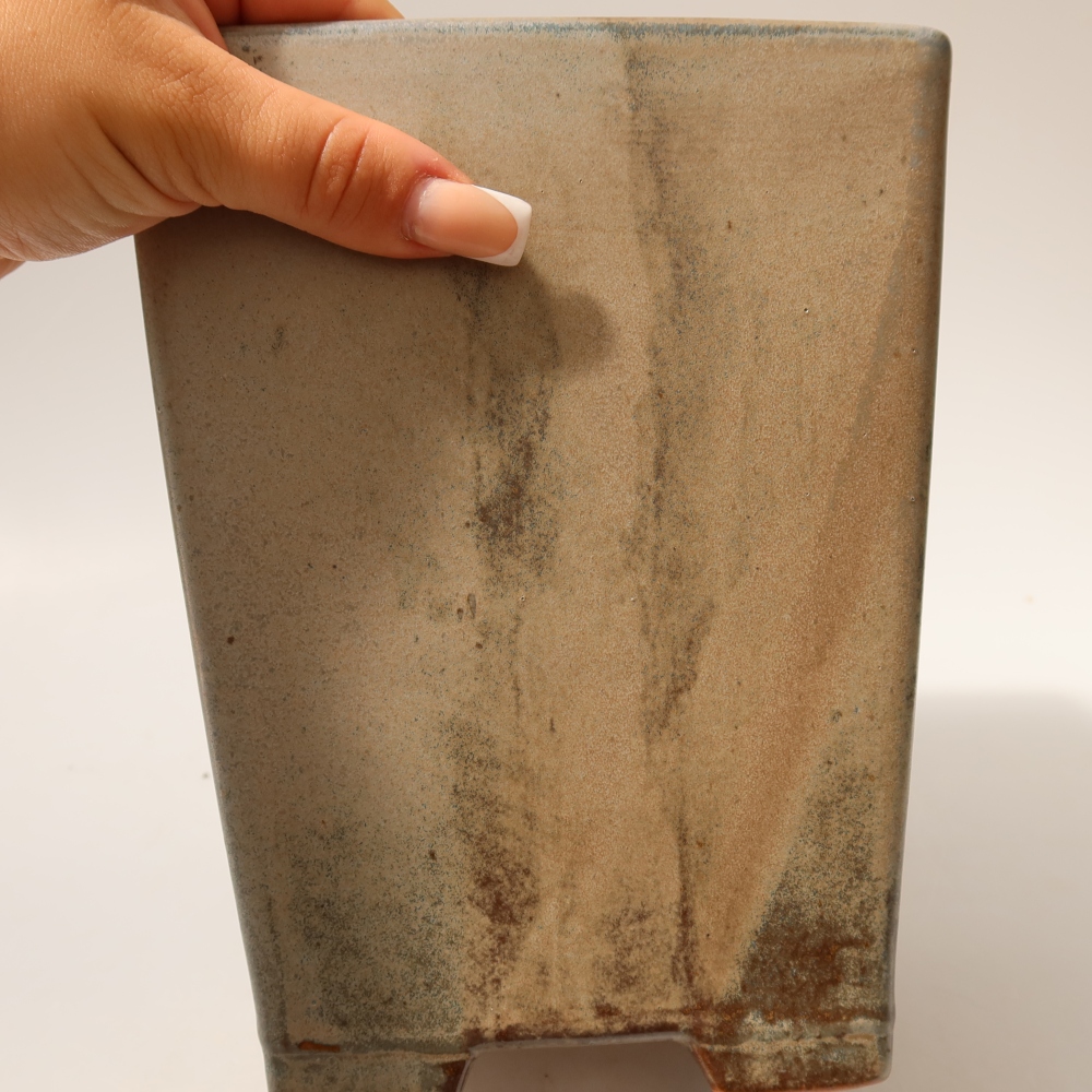 Keramik-Bonsai-Schale 15 x 15 x 19,5 cm, Farbe: braun-blau