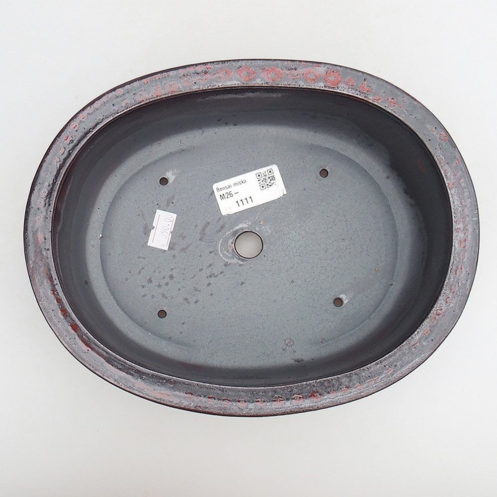 Bonsaischale aus Keramik 23 x 19 x 7 cm, rot-schwarz
