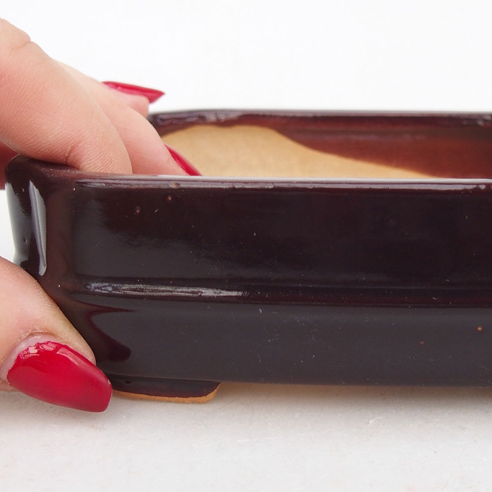 Bonsaischale aus Keramik 12 x 10,5 x 4 cm, braun