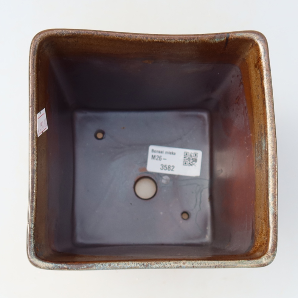 Keramik-Bonsai-Schale 13 x 13 x 14 cm, Farbe: braun