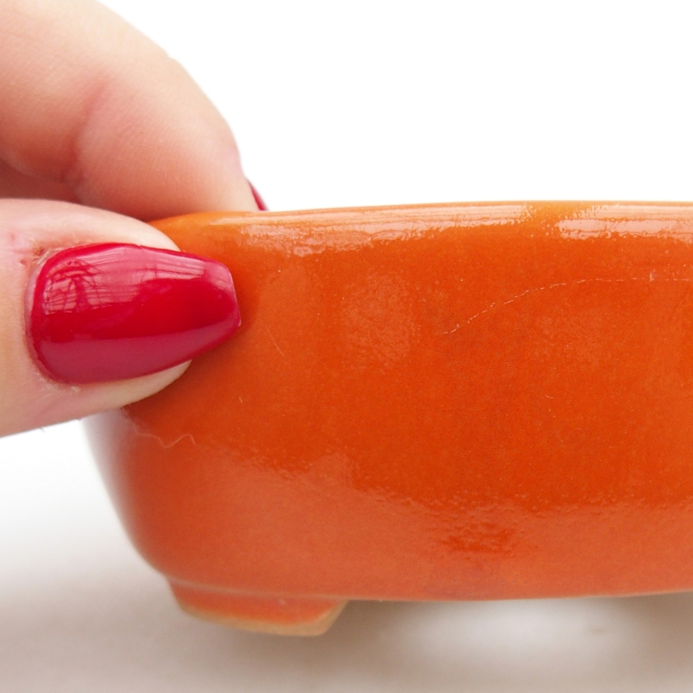 Bonsaischale aus Keramik 9,5 x 7,5 x 3,5 cm, orange