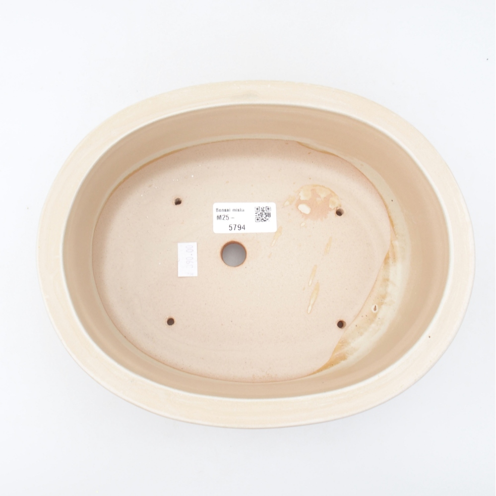 Keramik-Bonsaischale 23 x 19,5 x 7 cm, Farbe beige