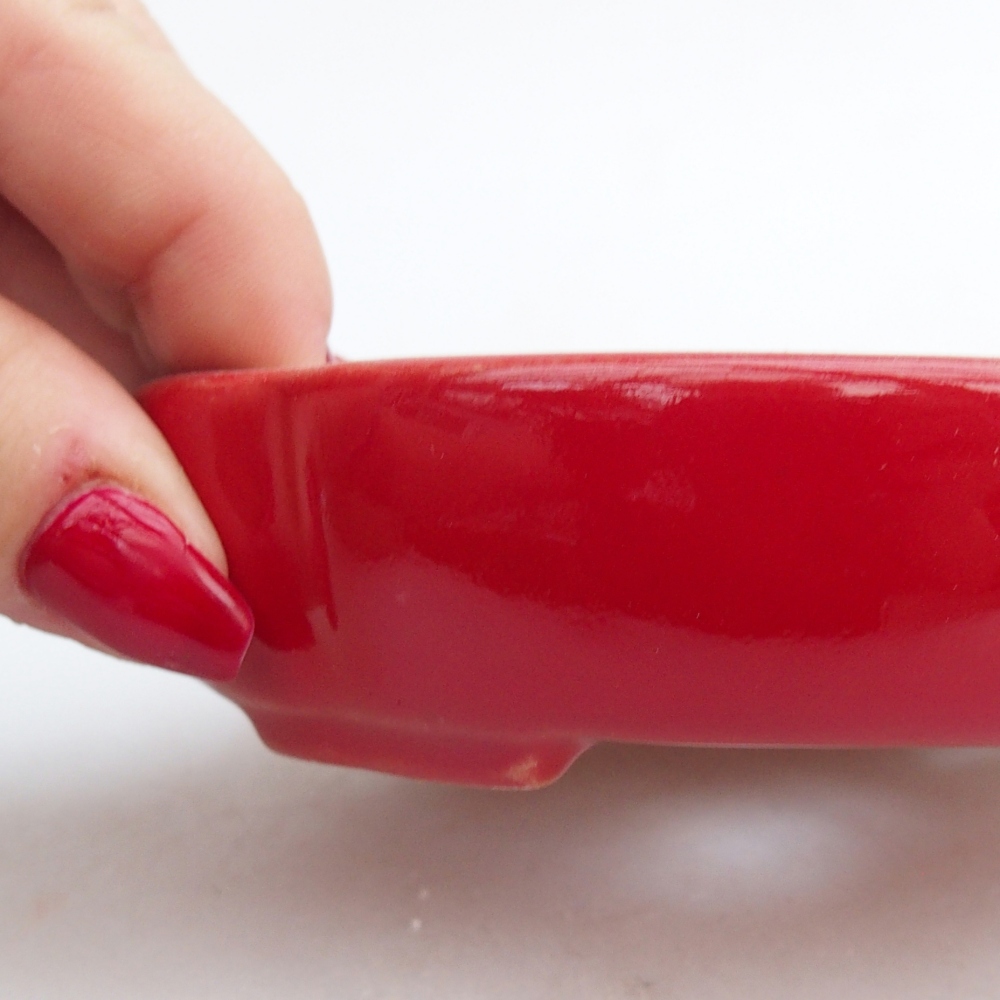 Bonsaischale aus Keramik 11 x 11 x 3 cm, Farbe rot