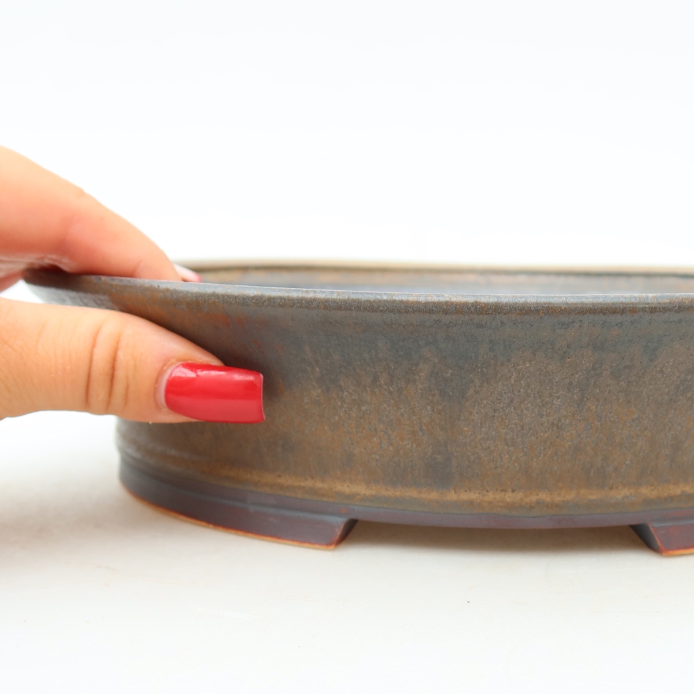 Keramik-Bonsai-Schale 24 x 21,5 x 5,5 cm, Farbe: braun