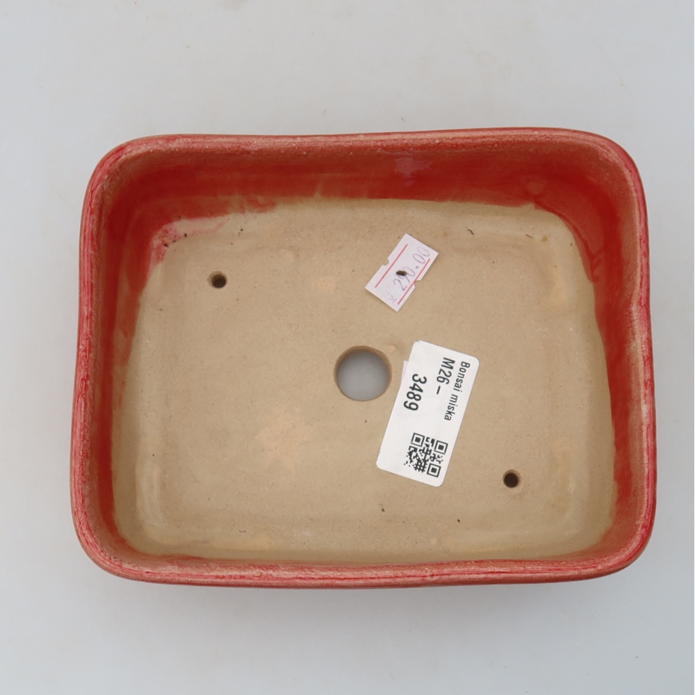 Keramik-Bonsai-Schale, 15 × 12,5 × 4,5 cm, Farbe: rot