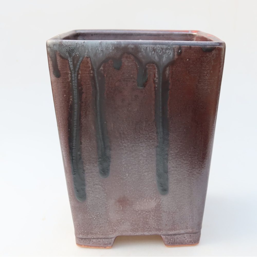 Bonsaischale aus Keramik 15 x 15 x 19,5 cm, metallfarben