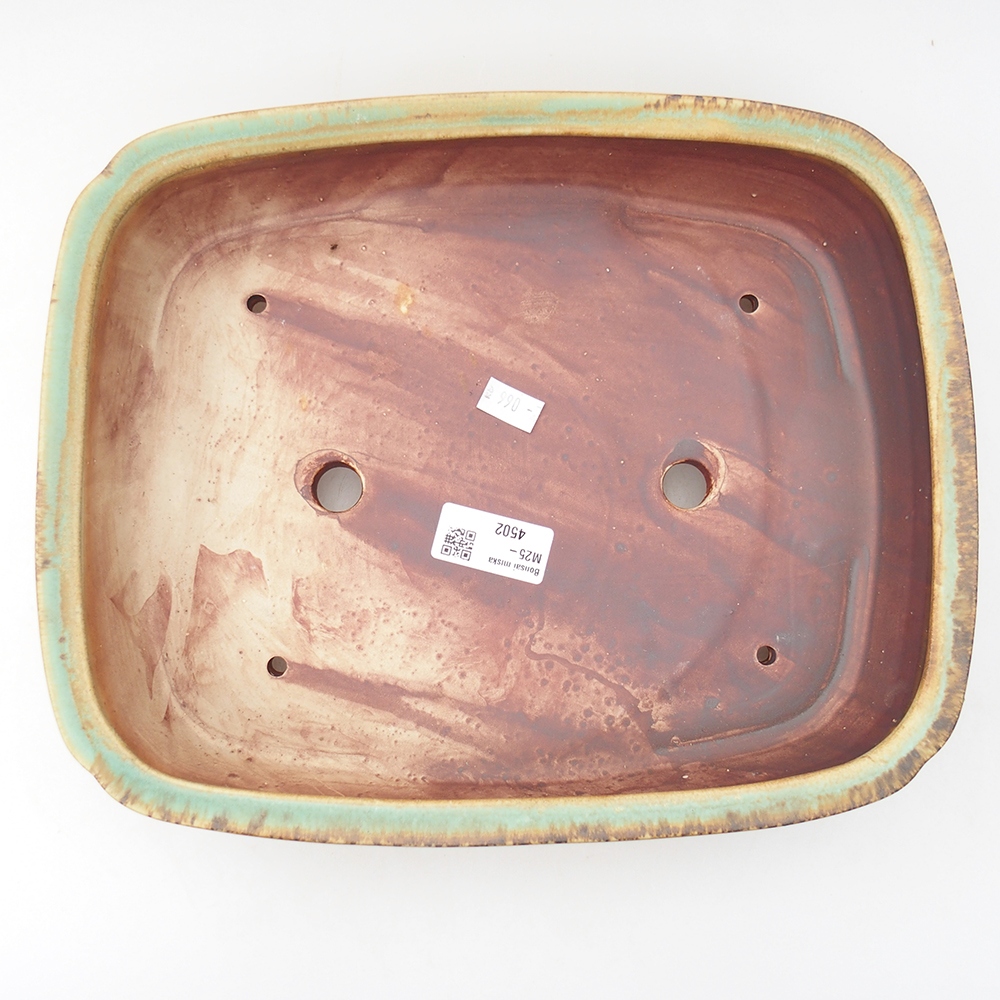 Keramik-Bonsaischale 29 x 23,5 x 7  cm, Farbe Grün
